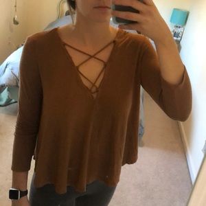 Burnt orange tie up top